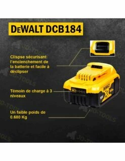 Batterie DEWALT 18V 5Ah XR Li-ion DCB184 35 Batterie DEWALT 18V 5Ah XR Li-ion DCB184 -Jo-Tools Soldes Boutique batterie dewalt dcb184 15